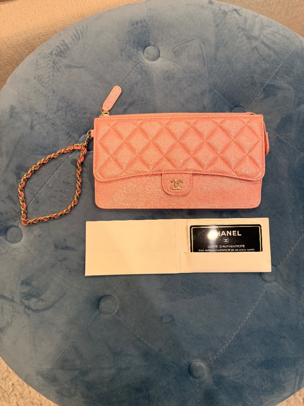 Chanel pink wallet wristlet